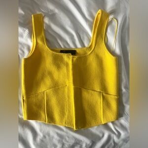 Zara Yellow Fitted Crop Tank Top